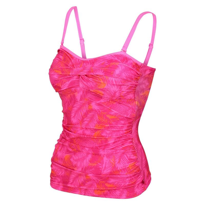 Dames Aceana II Palm Leaf Tankini Top (Fusion Roze)