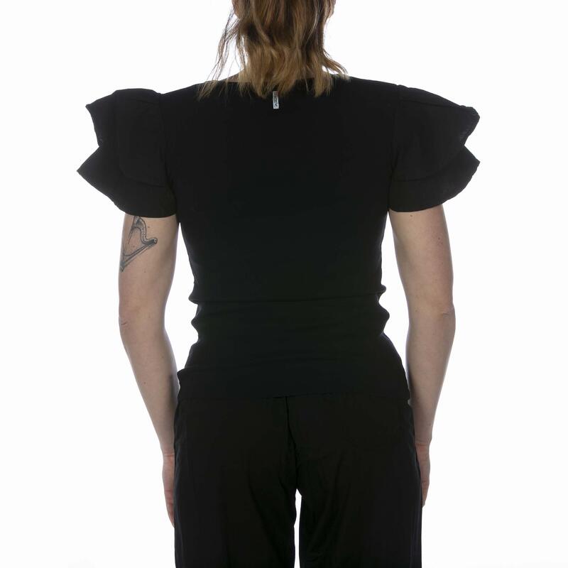 T-Shirt Deha In Costina Con Volant Nero Donna