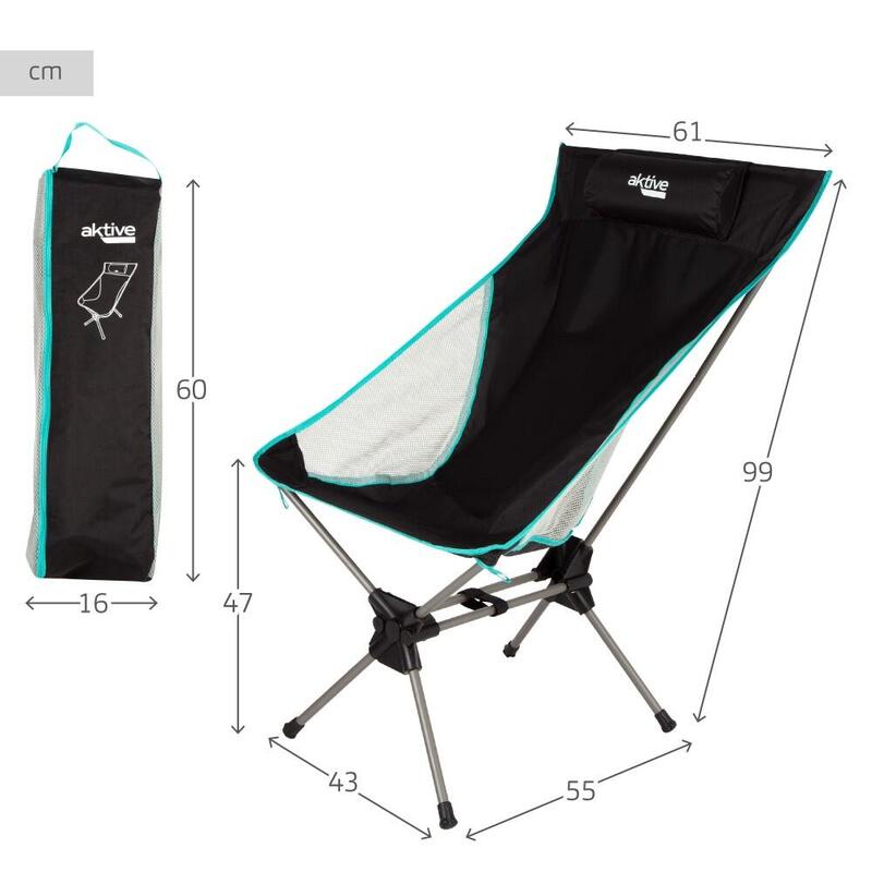 Aktive Silla plegable camping ultracompacta c/cojín