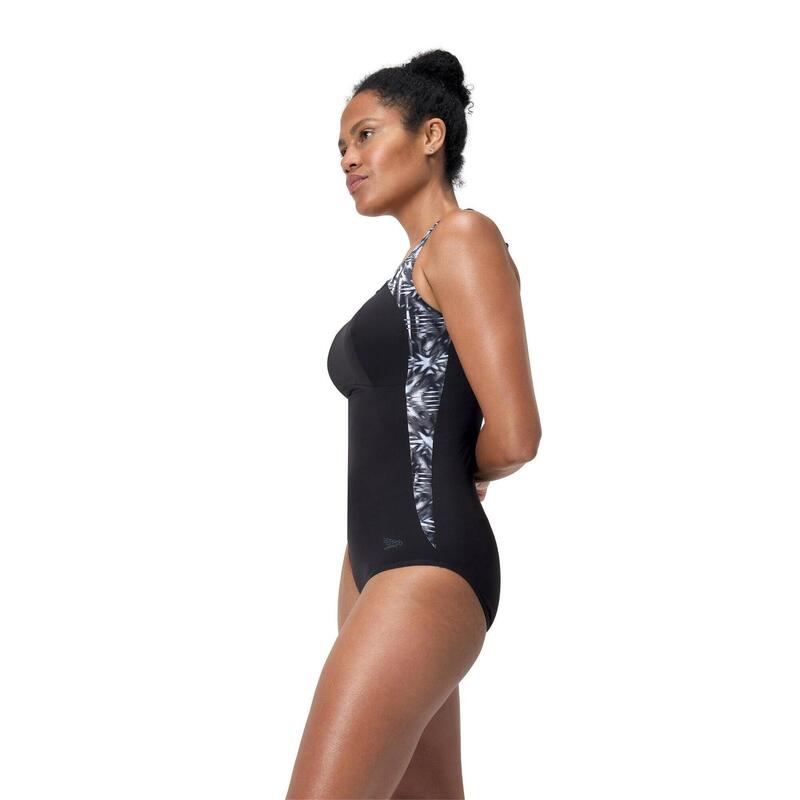 Maillot de bain Speedo Shaping Lunalustre Printed Noir/Gris