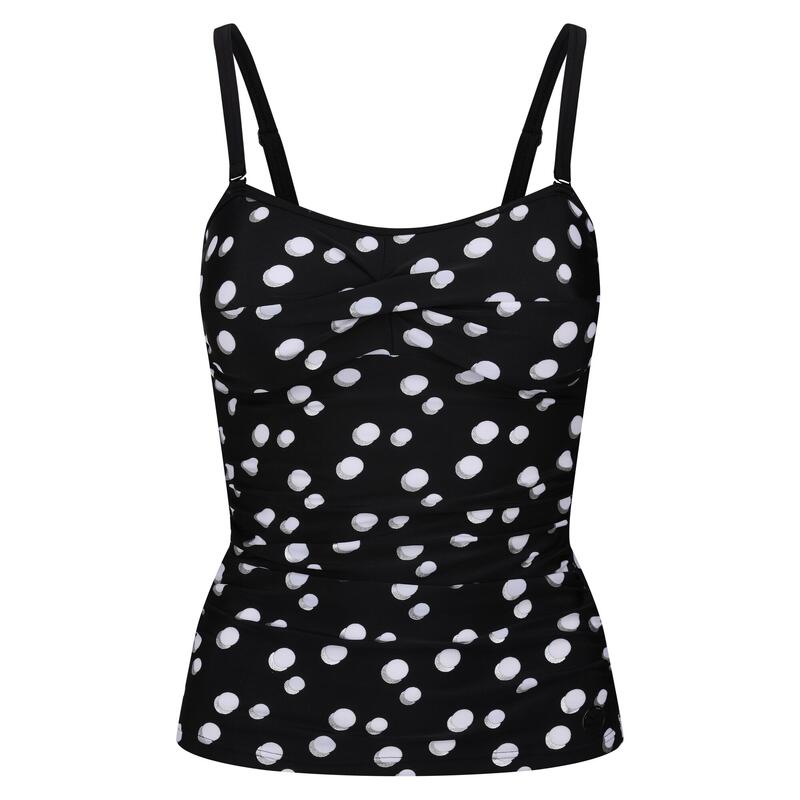 Dames Aceana II Polka Dot Tankini Top (Zwart/Wit)