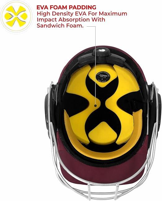 DSC Avenger PRO Premium Cricket-Helm | Maroon | Für Männer & Jungen 2/7