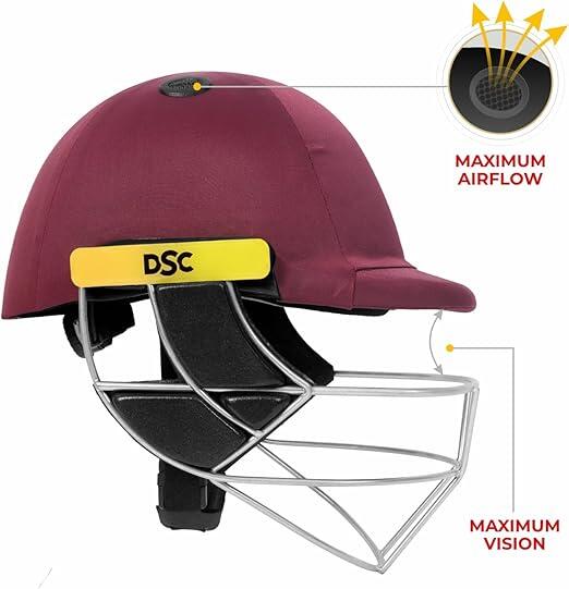 DSC Avenger PRO Premium Cricket-Helm | Maroon | Für Männer & Jungen 3/7