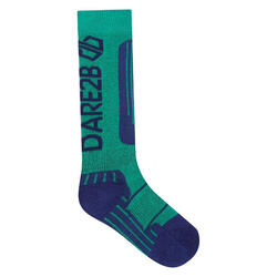 Chaussettes De Ski Enfant (Vert Vif / Denim Sombre)