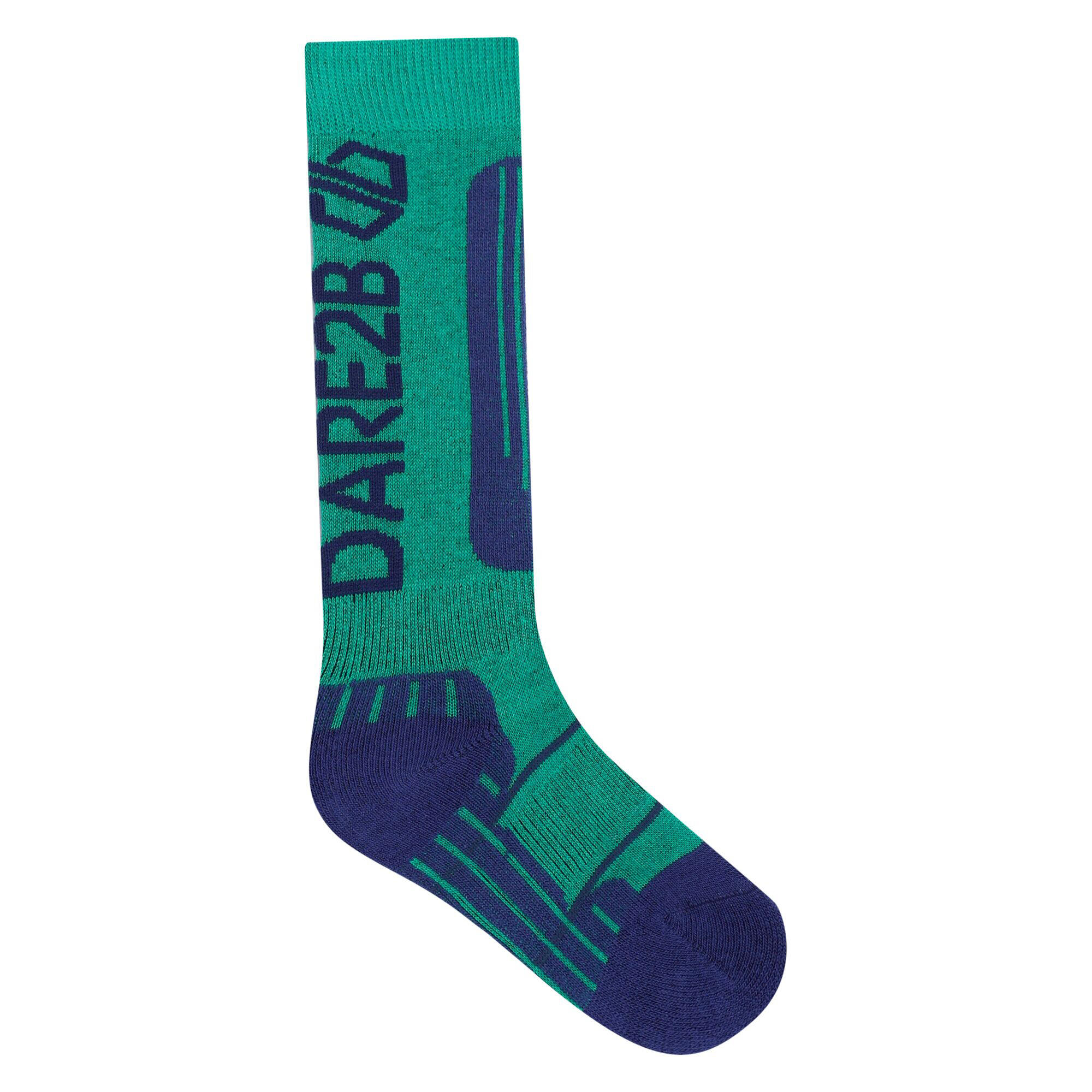 Children's ski socks (Bright green / Dark denim)