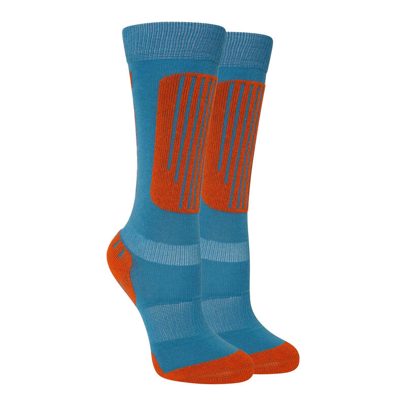 Chaussettes de ski Enfant (Orange vif / Bleu sarcelle)