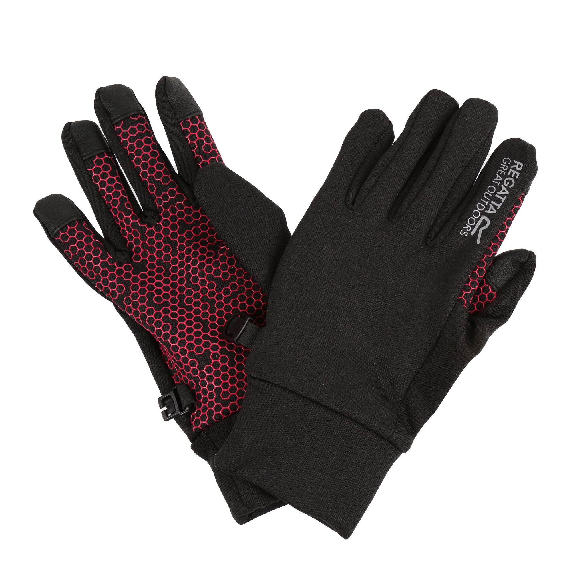 Children's GRIPPY gloves (Black / Fluorescent pink)