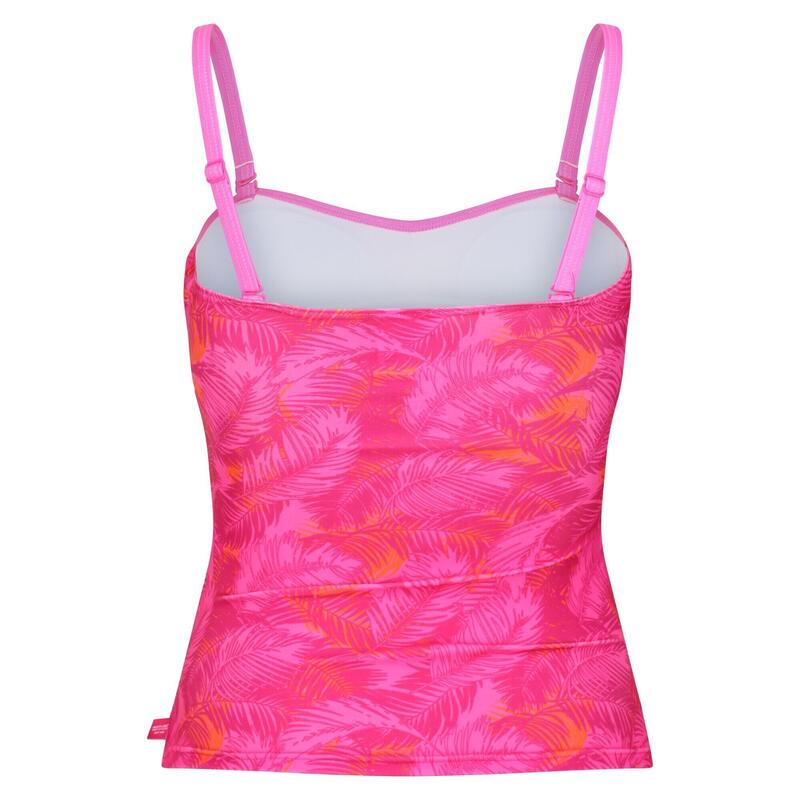 Dames Aceana II Palm Leaf Tankini Top (Fusion Roze)