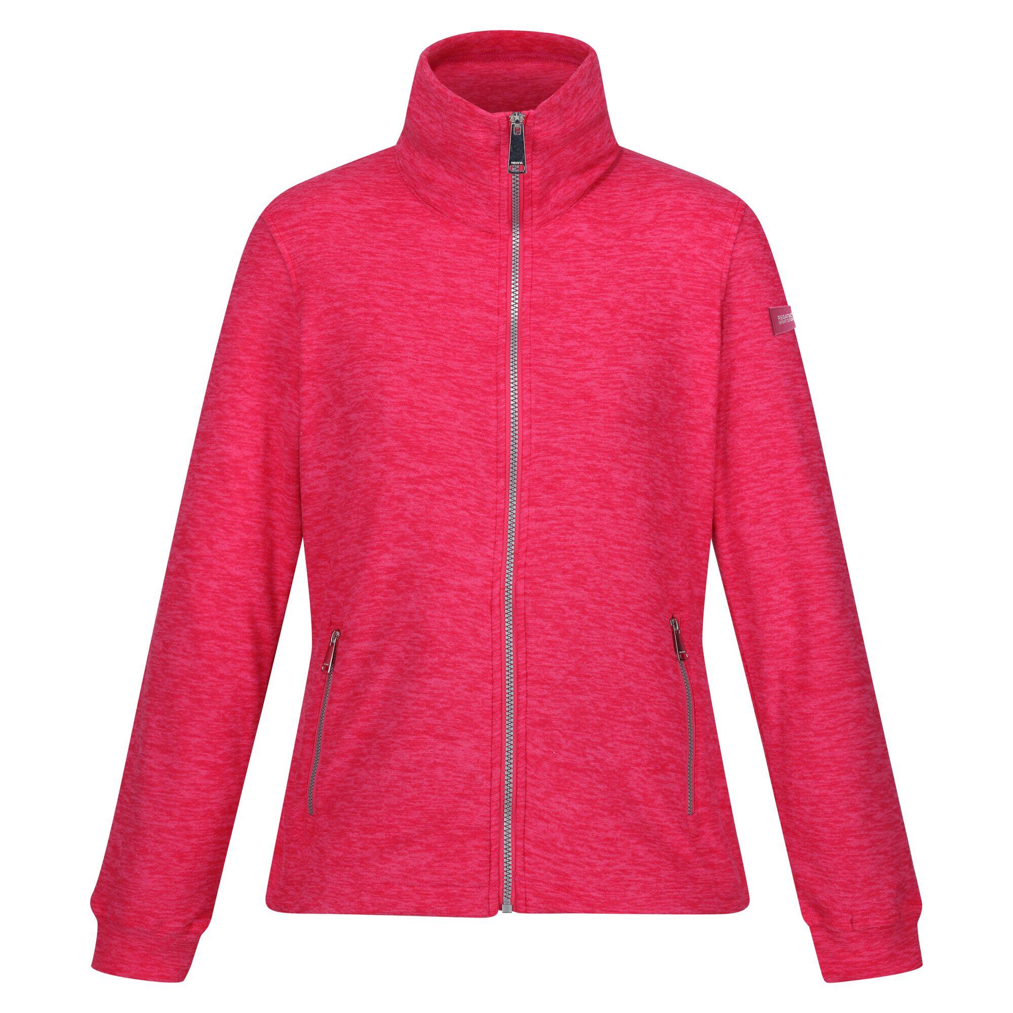 Womens Ladies Azaelia Marl Full Zip Fleece Jacket Hot Pink