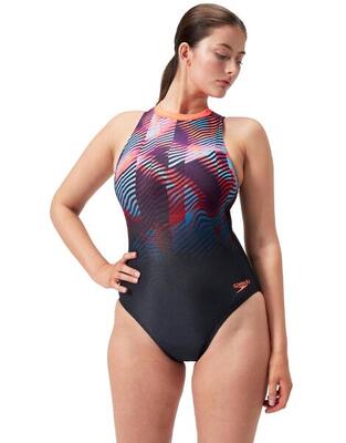 Speedo badpak printed hydrasuit zwart/paars/blauw/rood