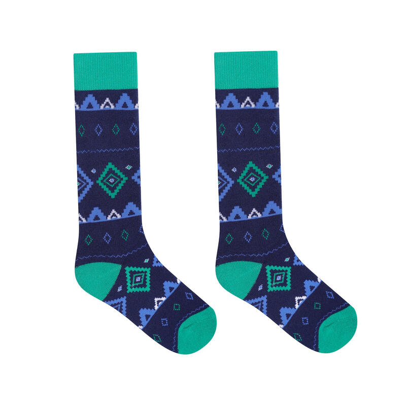 Chaussettes de ski Enfant (Vert vif / Denim sombre)