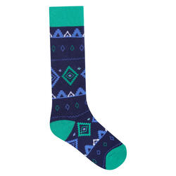 Chaussettes De Ski Motif/style Festif Enfant (Vert Vif / Denim Sombre)