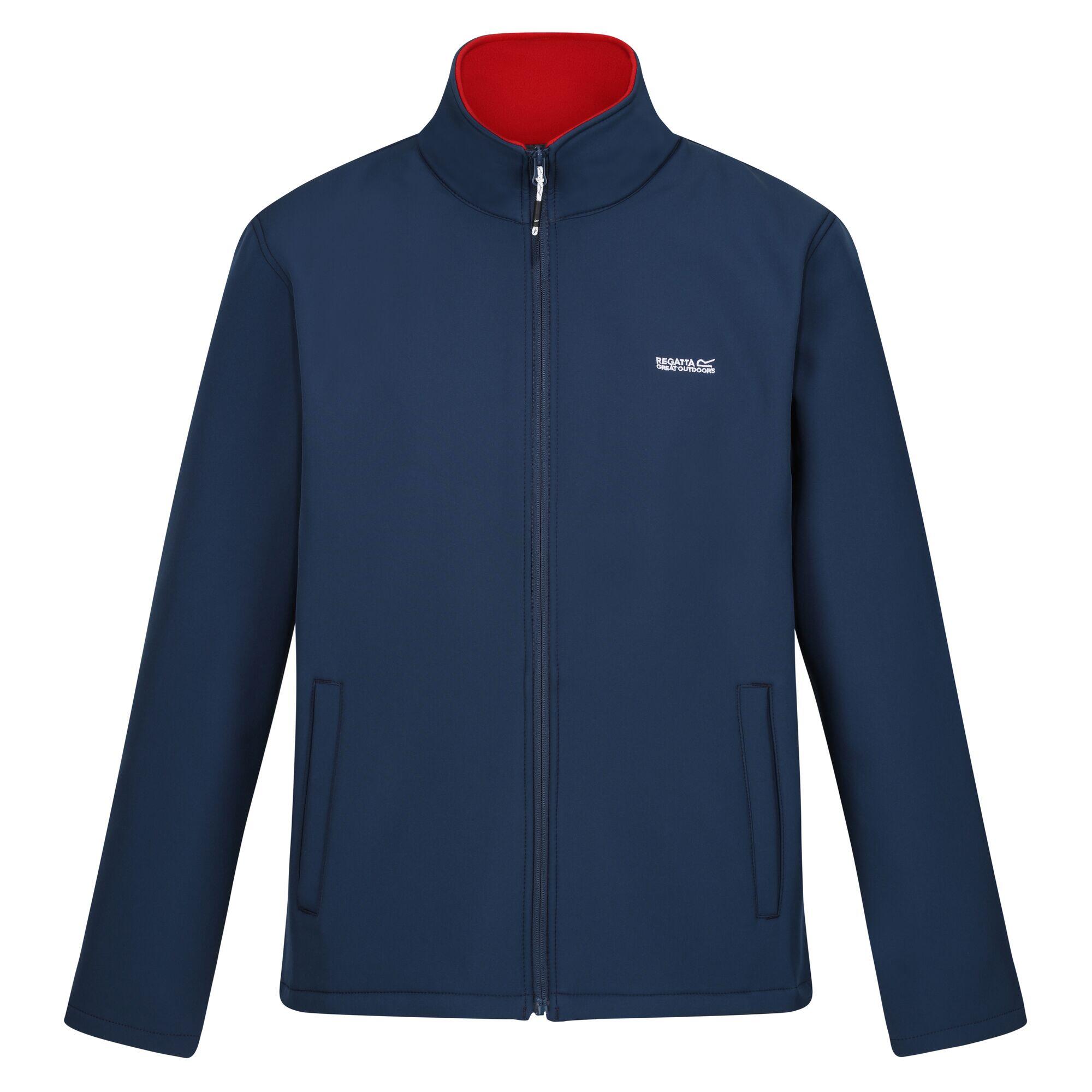 REGATTA Mens Cera V Wind Resistant Soft Shell Jacket (Moonlight Denim/Danger Red)