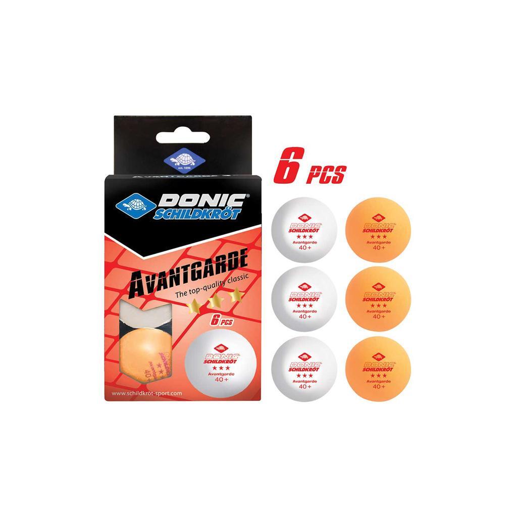 DONIC SCHILDKRÖT Avantgarde Poly 3 Star Table Tennis Balls (Pack of 6) (White/Orange)