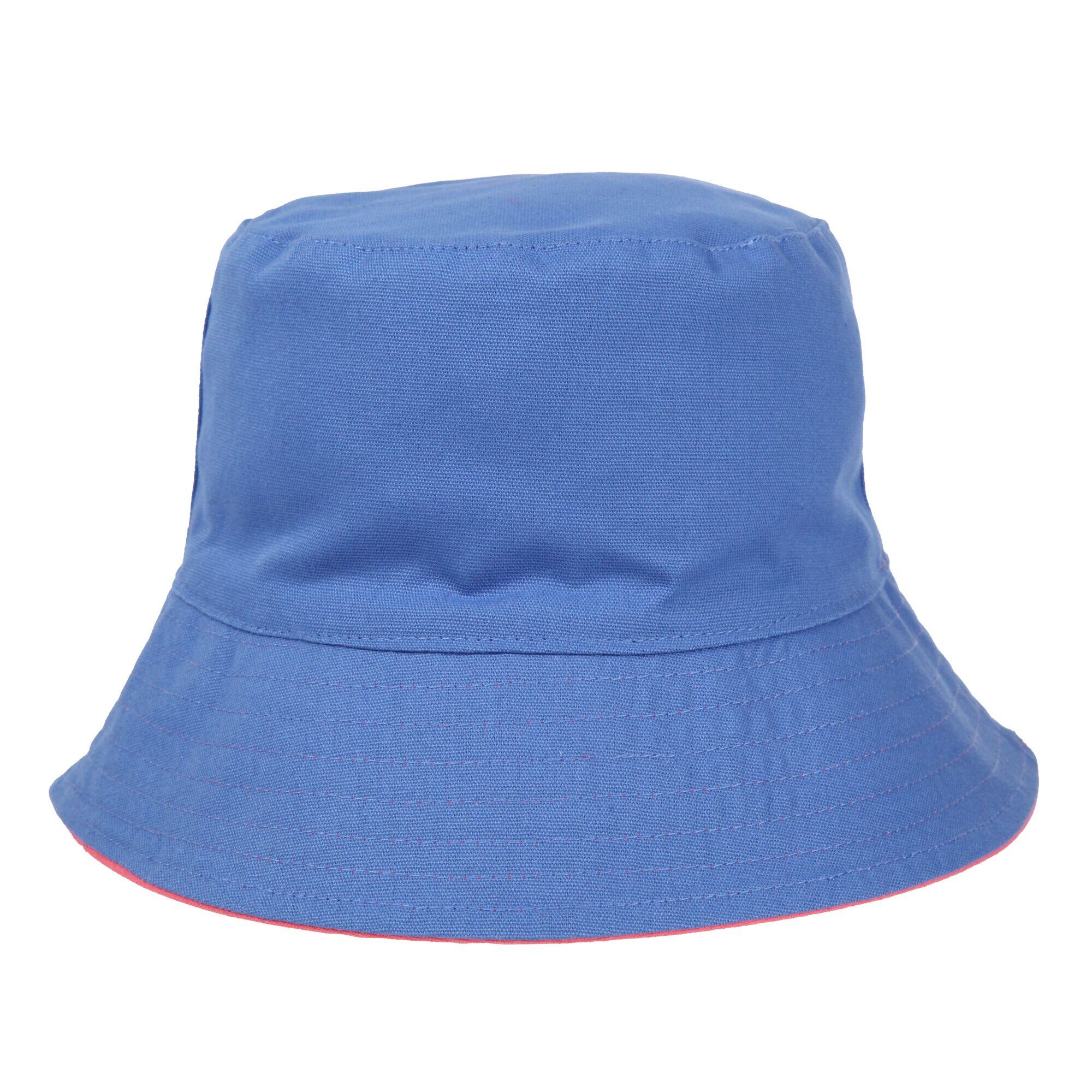 Womens Ladies Plain Reversible Bucket Hat Lake Blue Shell Pink