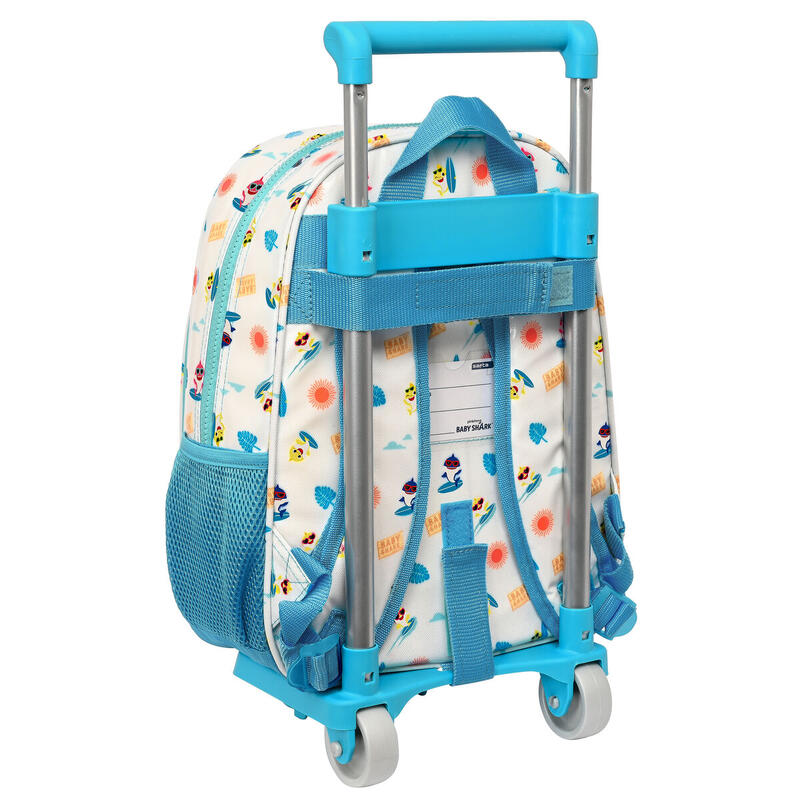 Mochila Escolar con Ruedas Baby Shark Surfing Azul