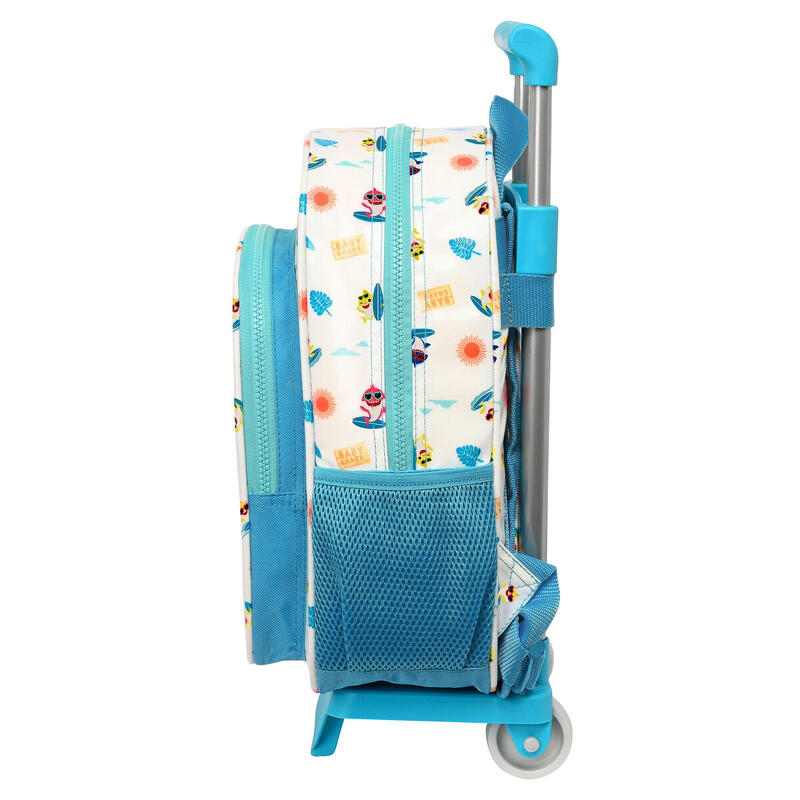 Mochila Escolar con Ruedas Baby Shark Surfing Azul