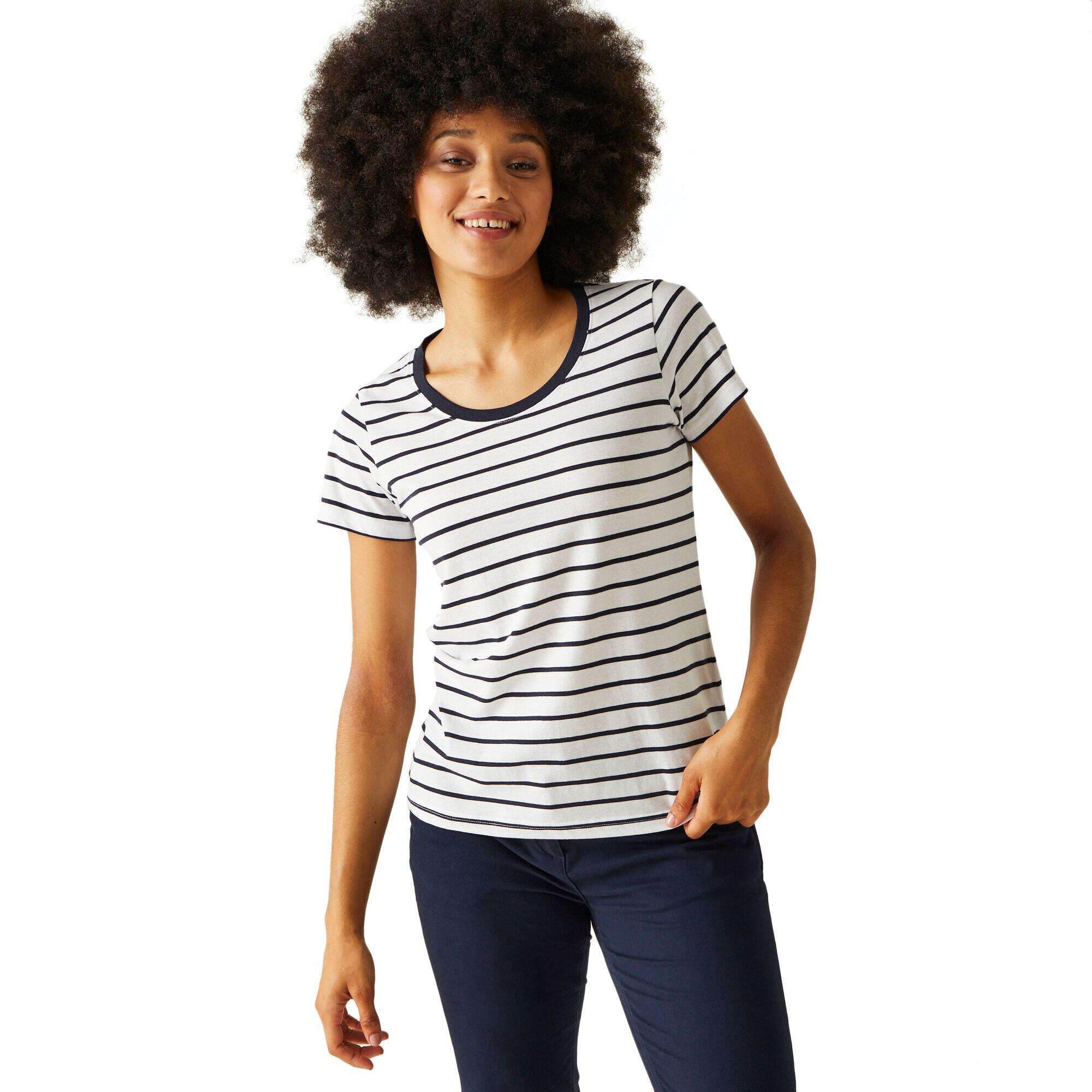 Maglietta Strisce Donna Regatta Filandra VIII Bianco Blu Navy 4/5