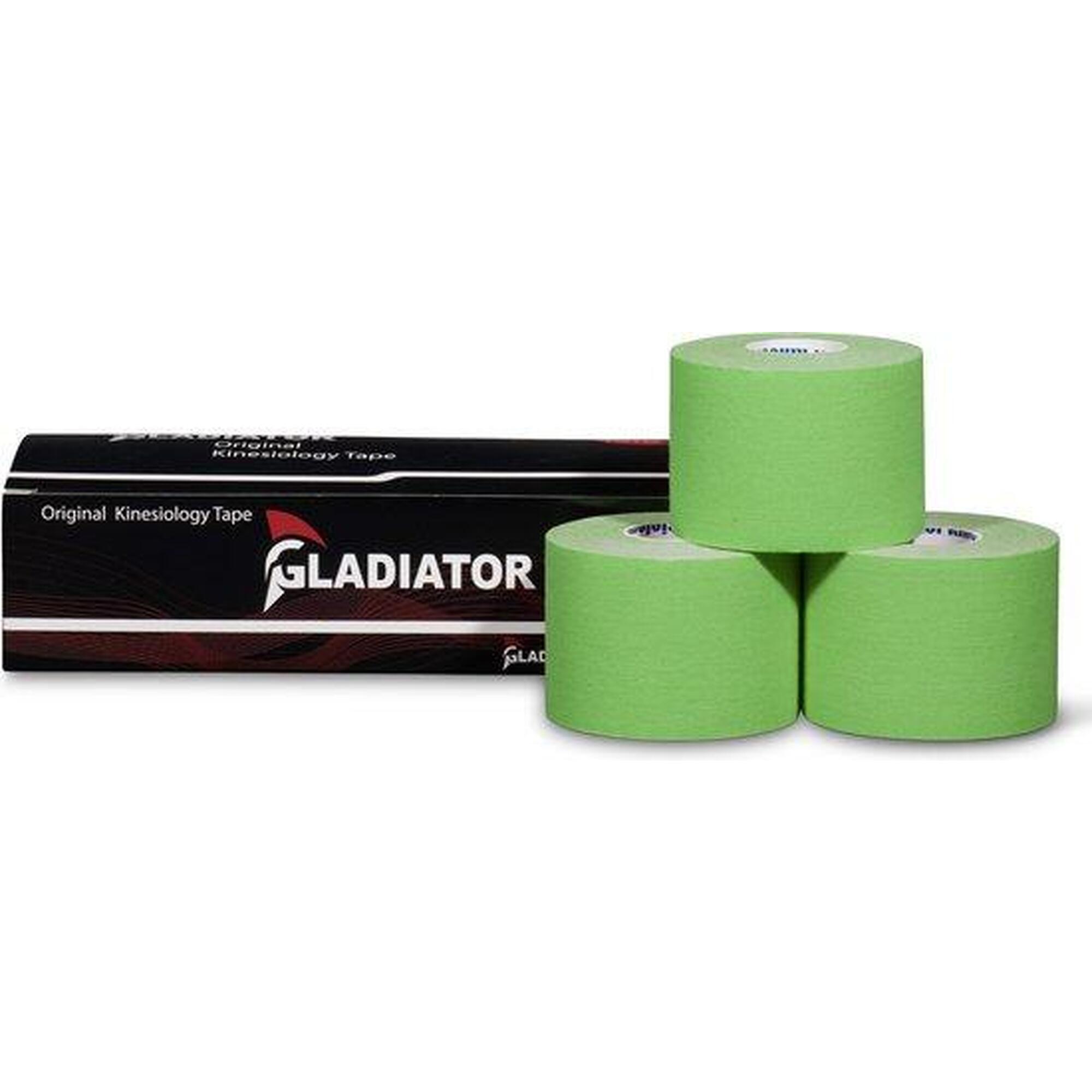 Waterbestendige en elastische kinesiotape groen 3 rollen