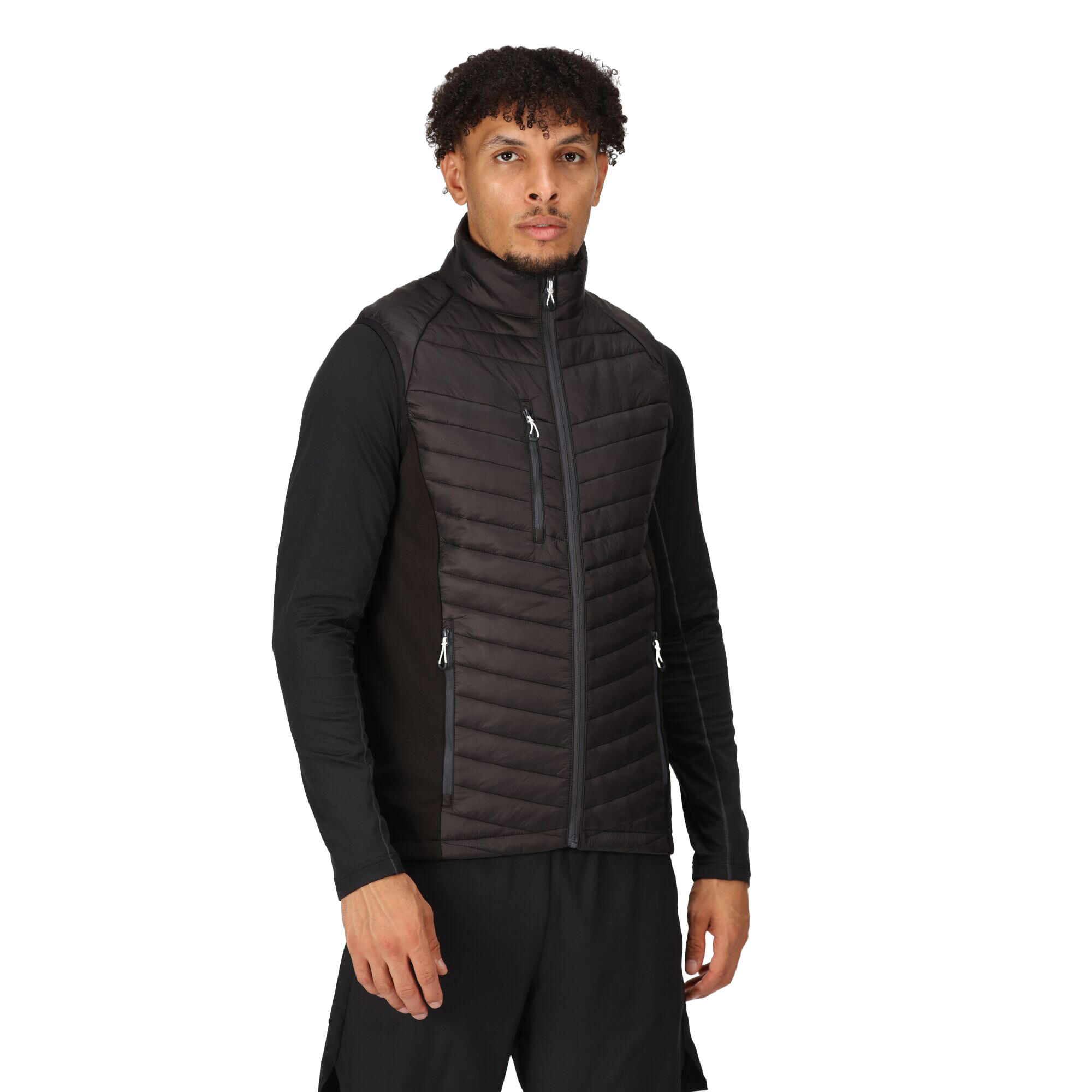 Weste Hybrid für Herren Schwarz/Mittelgrau 3/4
