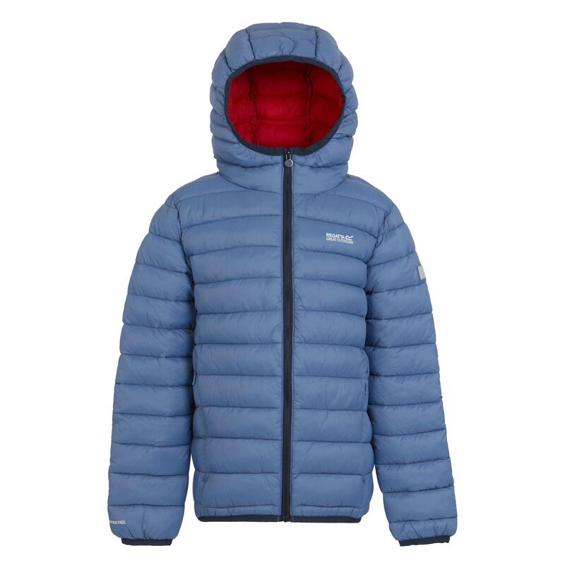 "Marizion" Steppjacke mit Kapuze für Kinder Kronenblau/Leuchtend Rot