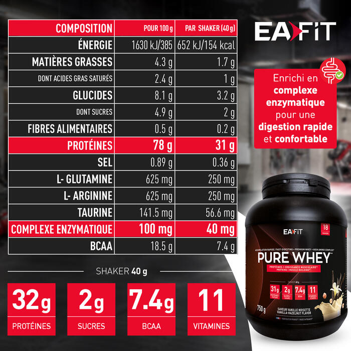EAFIT Pure Whey Vanille Noisette 750gr 3/7