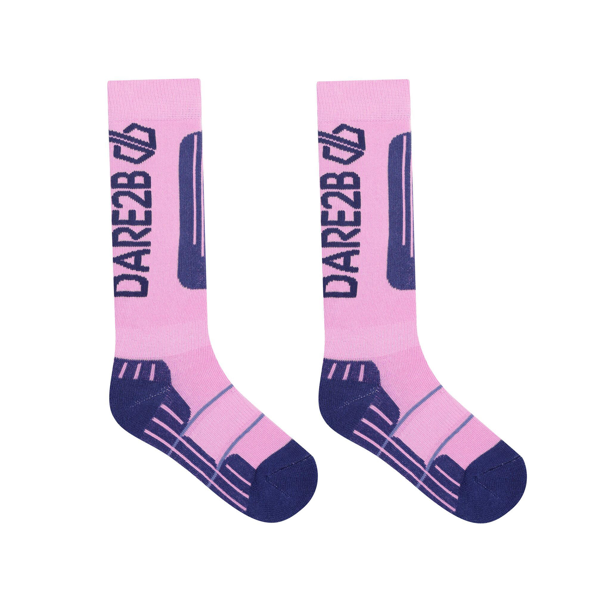 Children's ski socks (Pale pink / Dark denim)