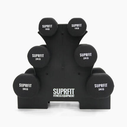 Ensemble d'haltères de gymnastique en vinyle Suprfit, y compris le support