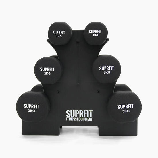 Ensemble d'haltères de gymnastique en vinyle Suprfit, y compris le support
