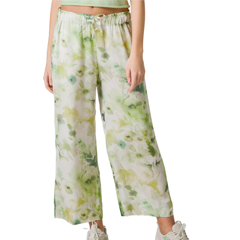 Pantaloni Deha Allover Satin Crop  Donna