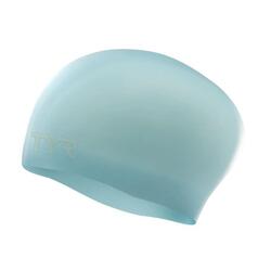 Bonnet de Bain TYR Solid Silicone Cheveux Longs - Bleu Clair