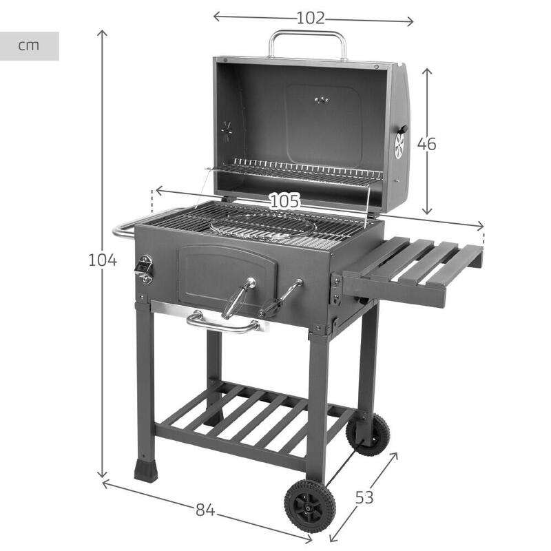 Aktive Barbacoa portátil carbón c/ahumador y ruedas