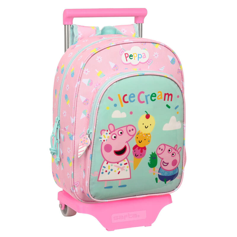 Mochila Escolar con Ruedas Peppa Pig Ice cream Rosa