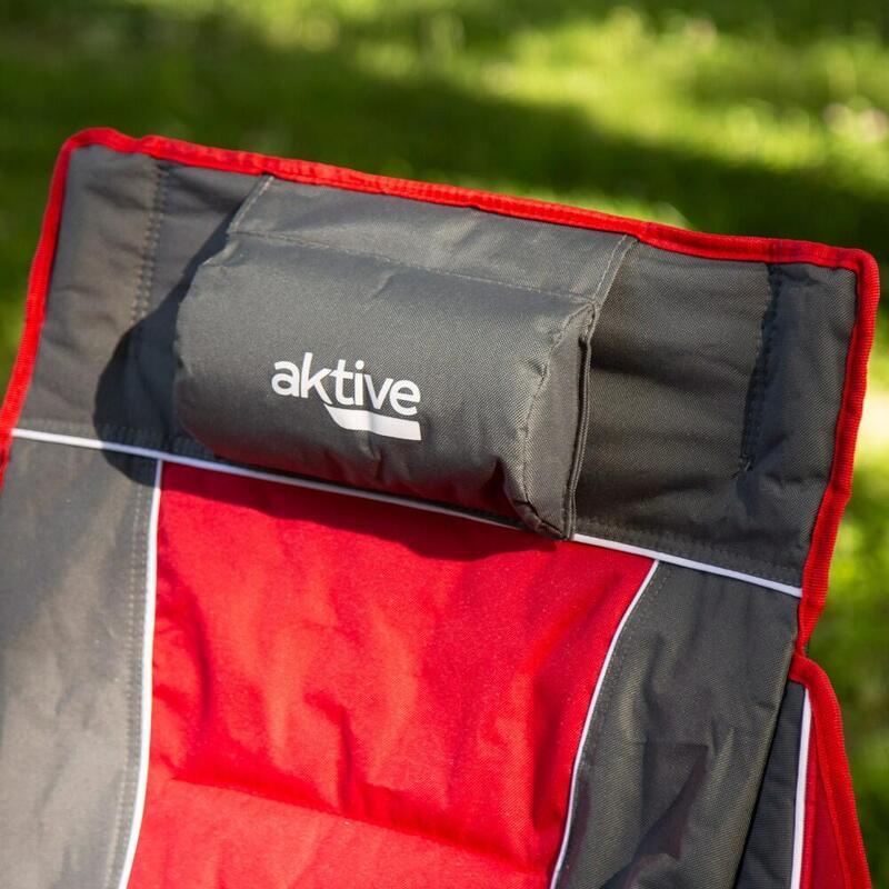 Fauteuil à Bascule De Camping Pliant Gris Et Rouge Avec Coussin Et