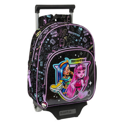 Schoolrugzak met wielen monster high zwart