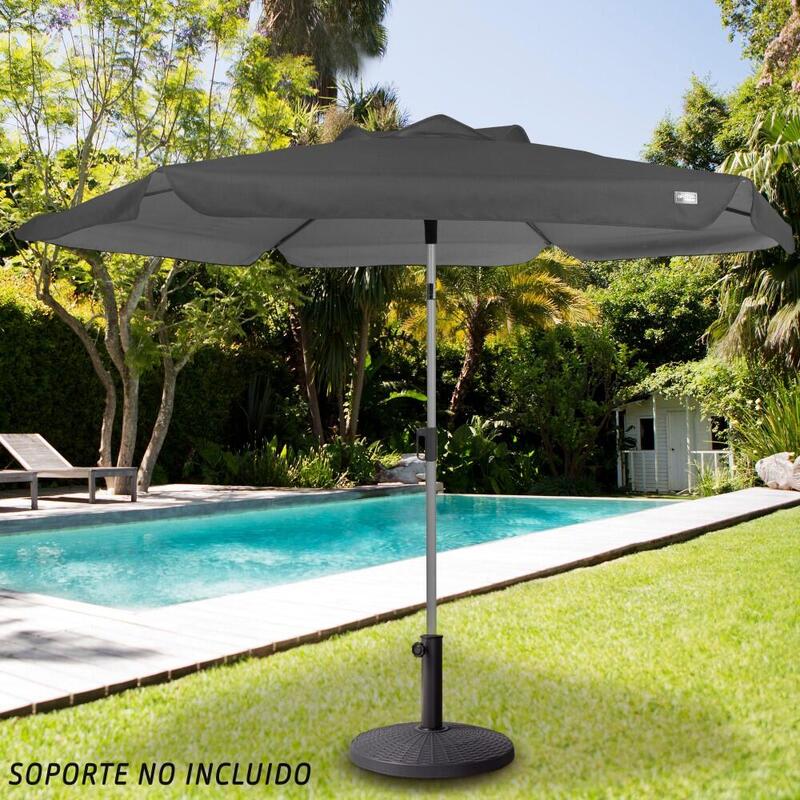 Aktive Sombrilla grande jardín antiviento hexagonal inclinable antracita 230 cm