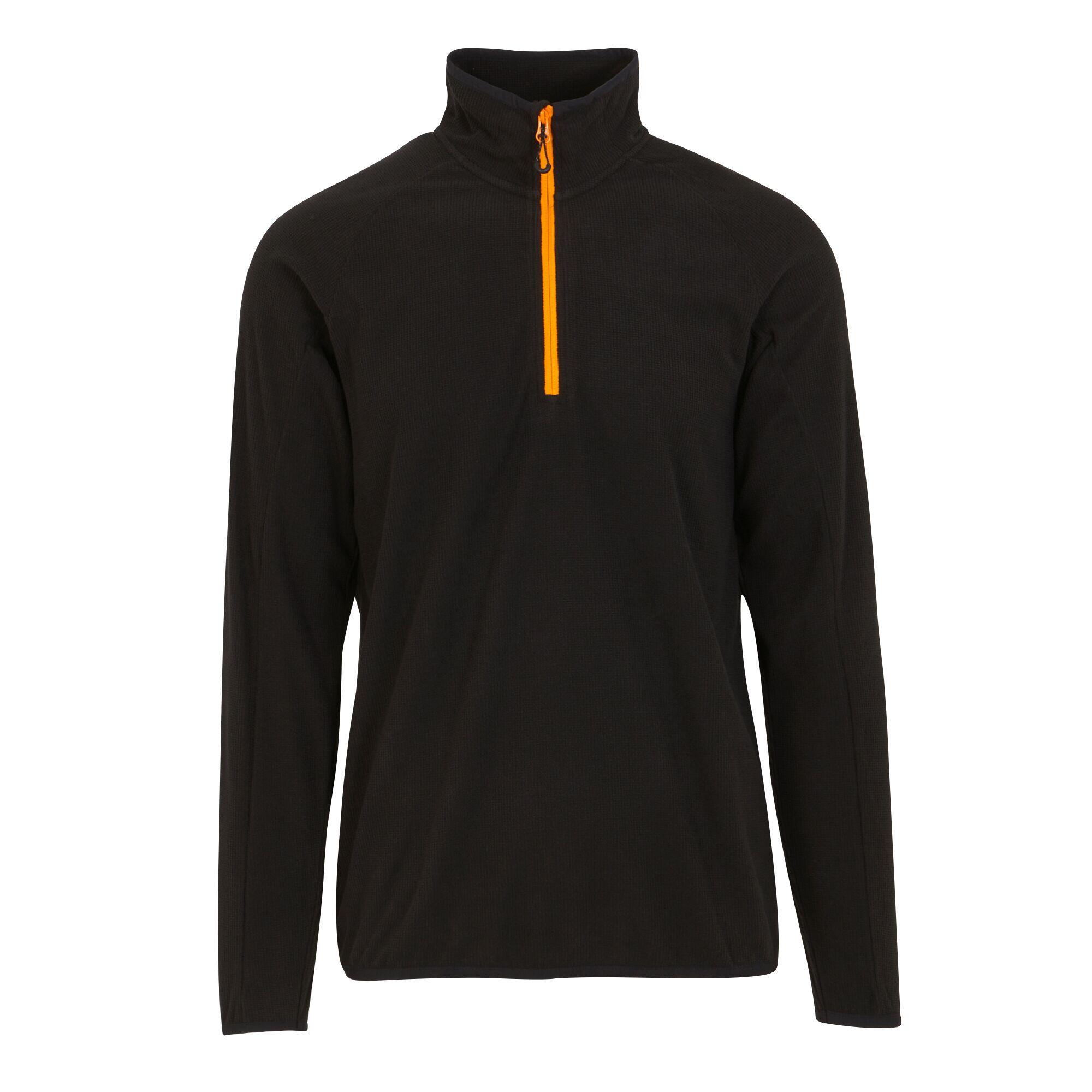 REGATTA Mens Half Zip Fleece Top (Black/Orange Pop)