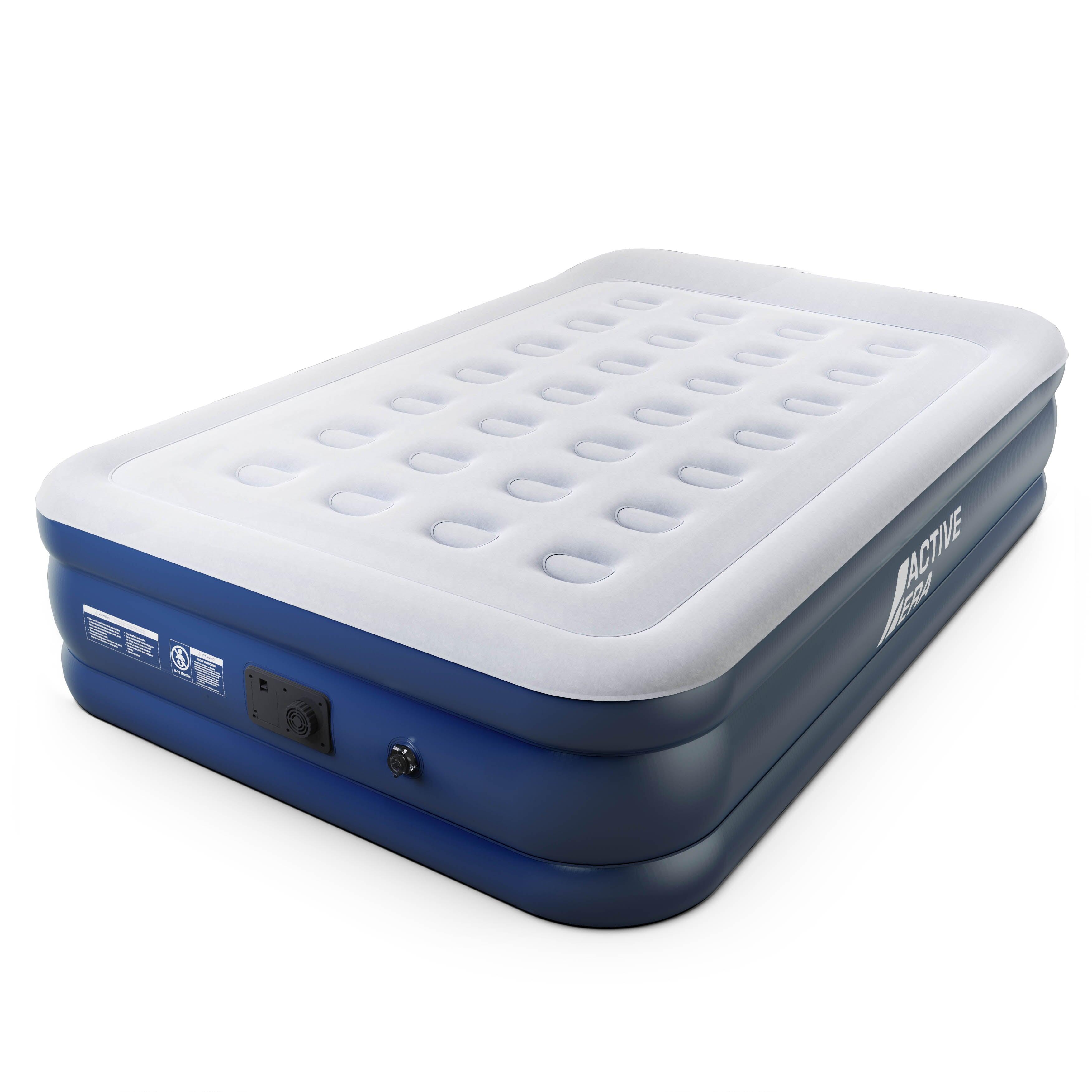 Colchão insuflável queen size premium – cinzento/azul marinho