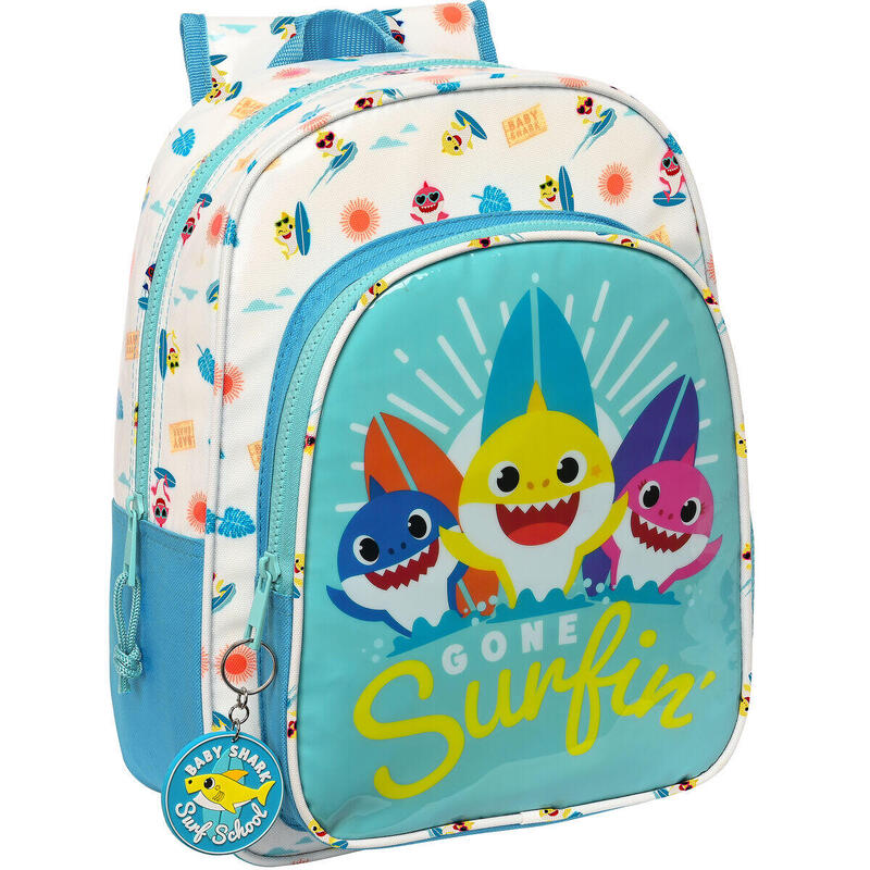 Mochila Escolar Baby Shark Surfing Azul