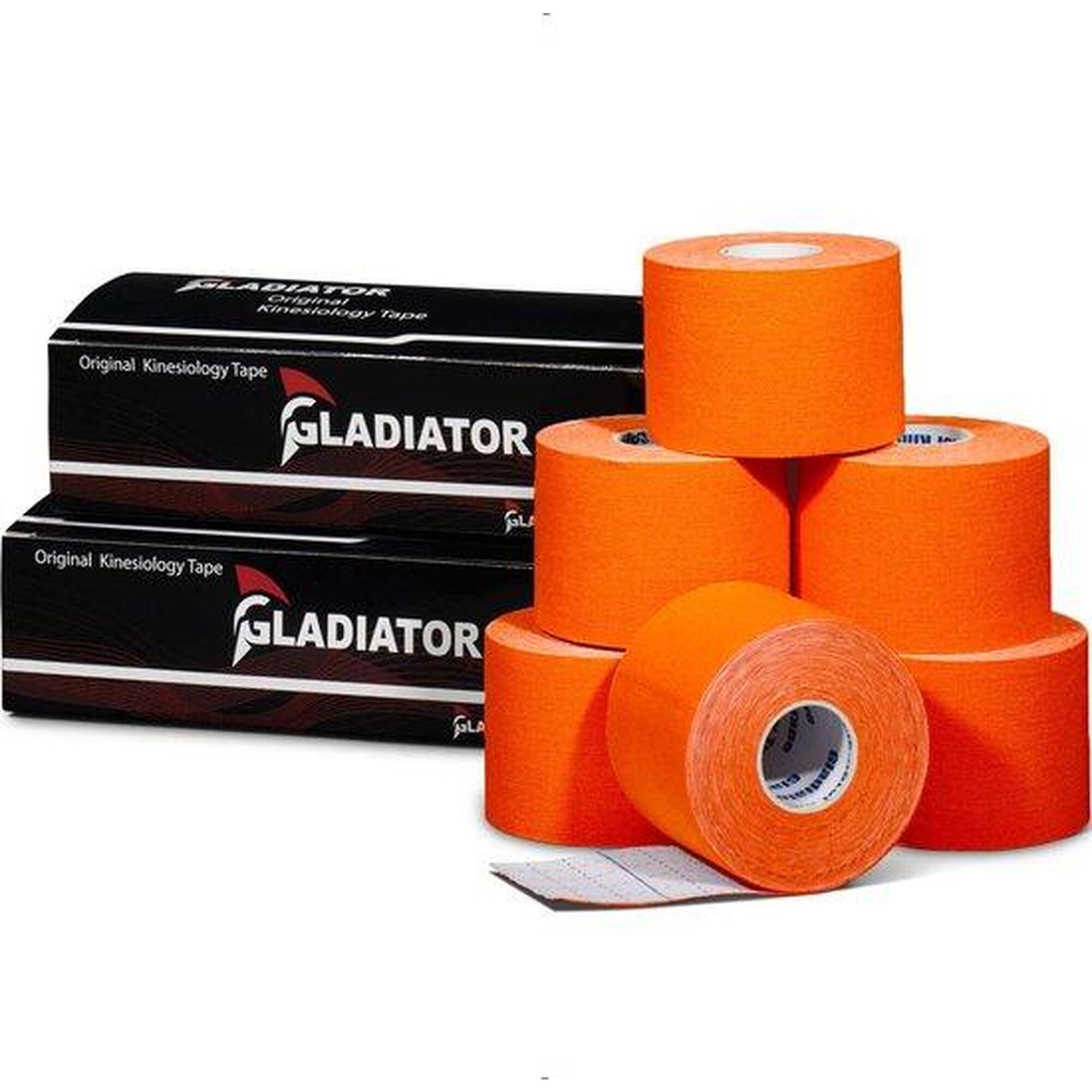 Bande kinésio élastique et imperméable orange 6 rouleaux