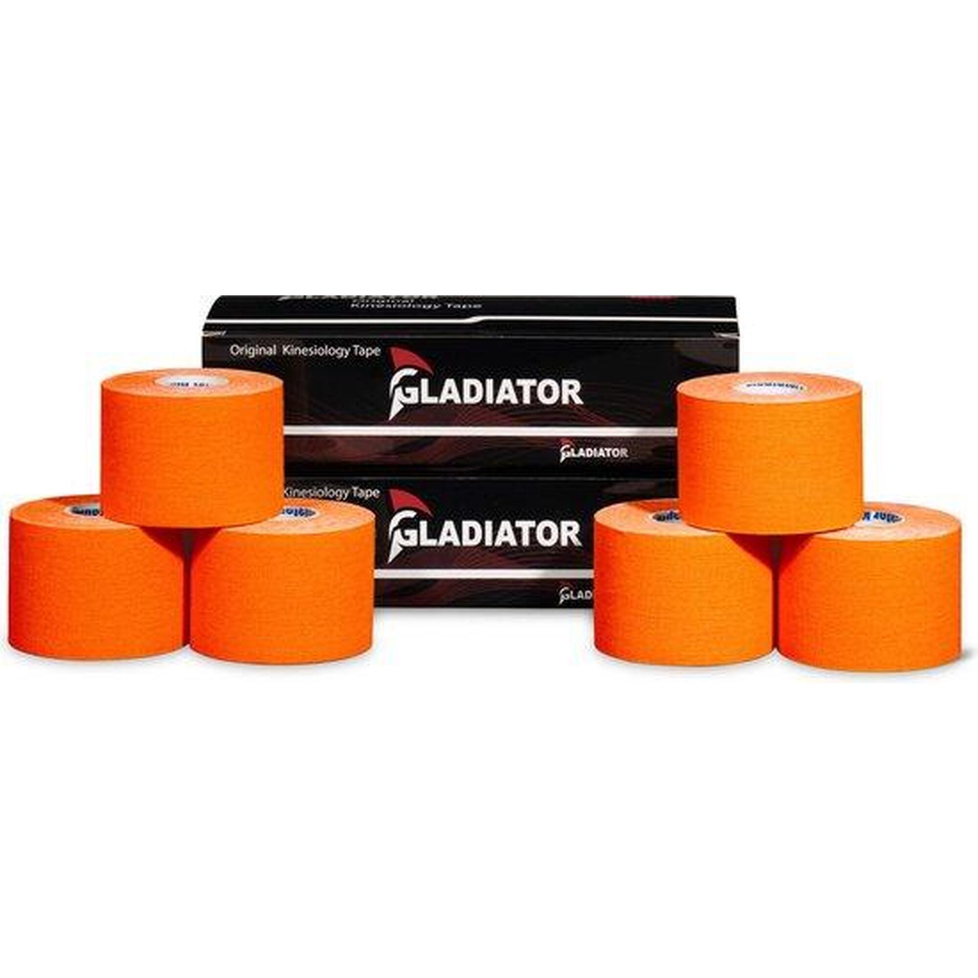 Bande kinésio élastique et imperméable orange 6 rouleaux