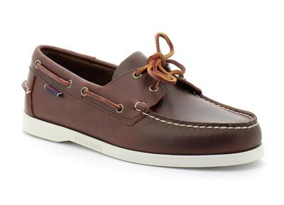 Docksides scarpe da barca uomo in pelle cerata oliata marrone