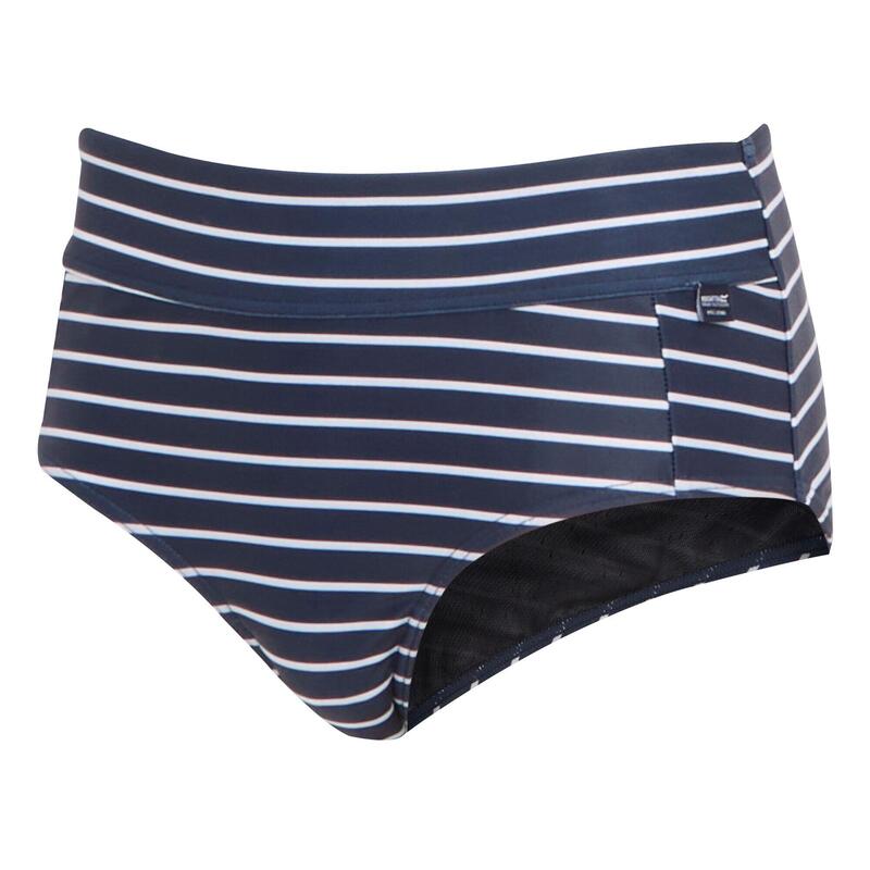 Dames Paloma Stripe Structuur Bikinibroekje (Marine / Wit)