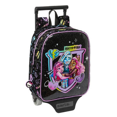 Schoolrugzak met wielen monster high zwart