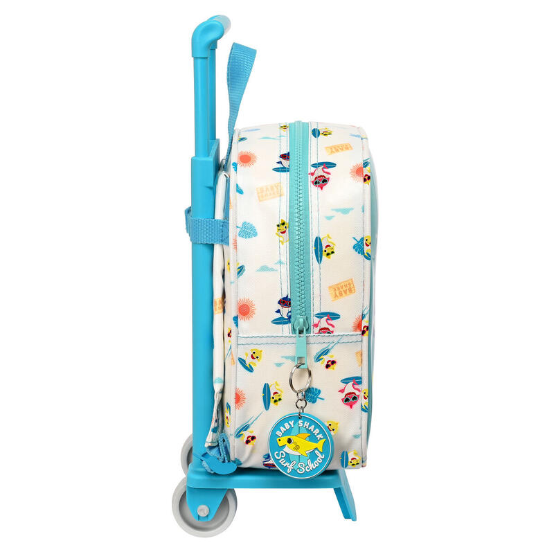 Mochila Escolar con Ruedas Baby Shark Surfing Azul