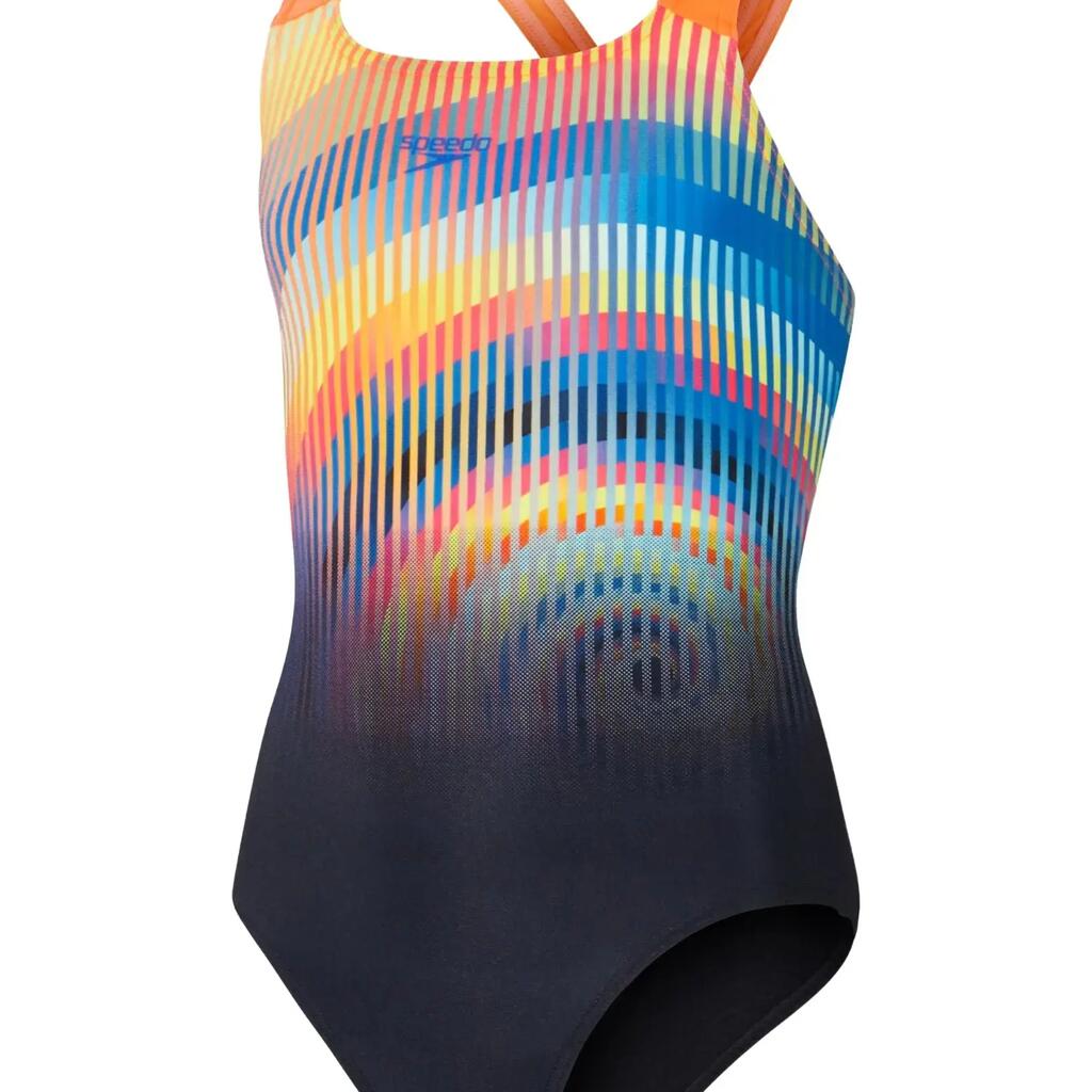 Speedo Girls Digital Placement Powerback Swimsuit - Black/Red