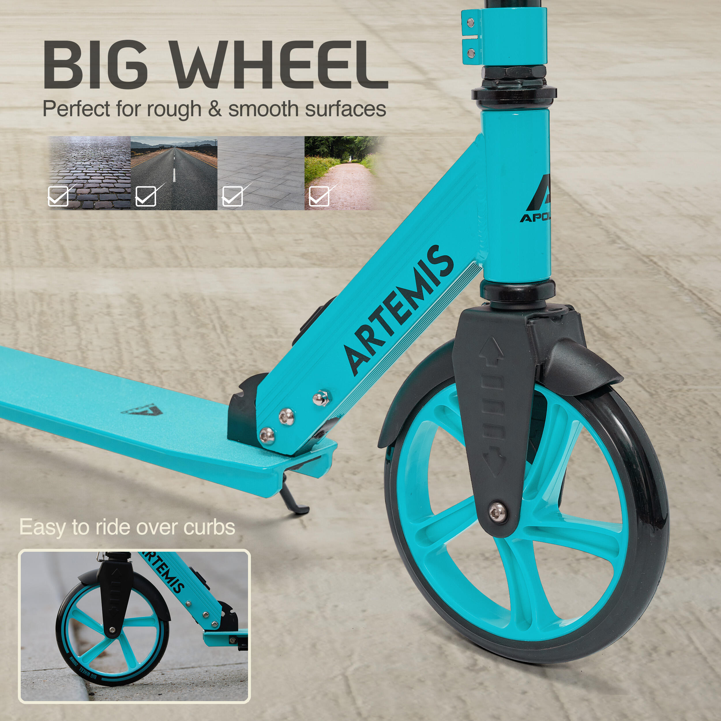 Artemis City Scooter patinete ajustable, plegable, ruedas grandes, para niños 6+ 6/7