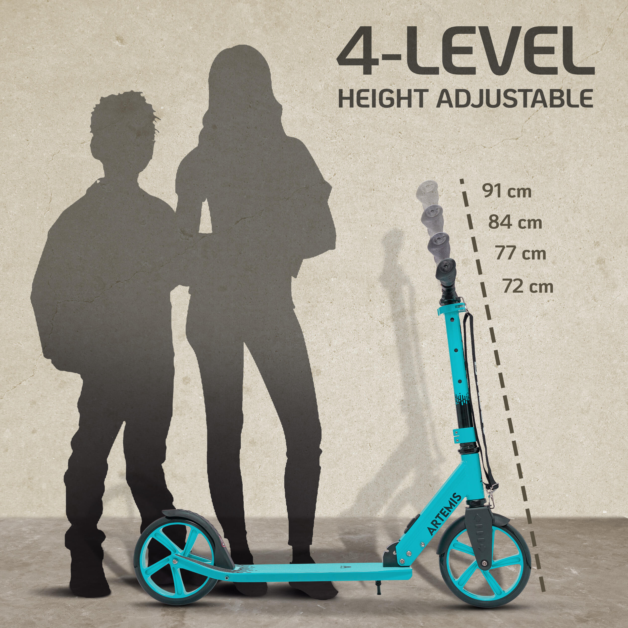 Artemis City Scooter patinete ajustable, plegable, ruedas grandes, para niños 6+ 7/7