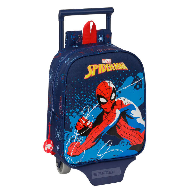 Mochila Escolar con Ruedas Spider-Man Neon Azul marino