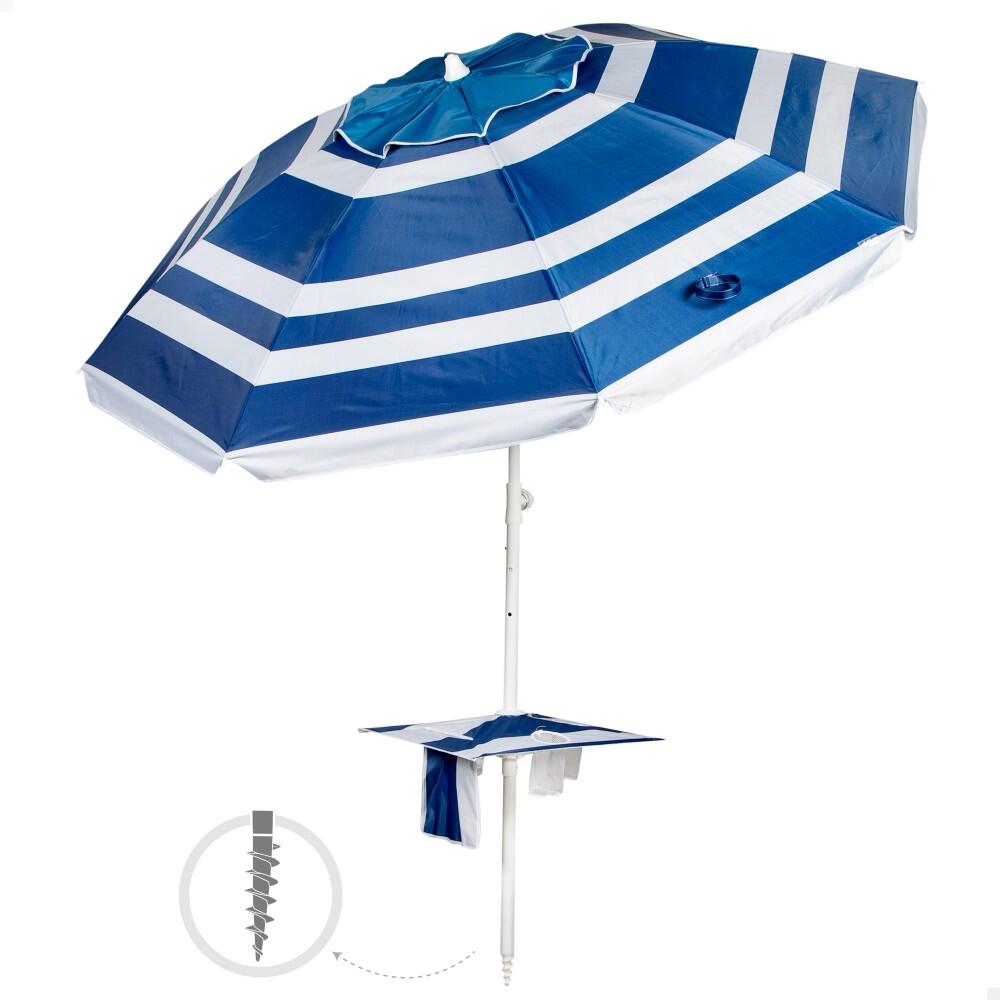 AKTIVE Aktive Sombrilla playa grande inclinable 210 cm UV50 marinera c/mesa